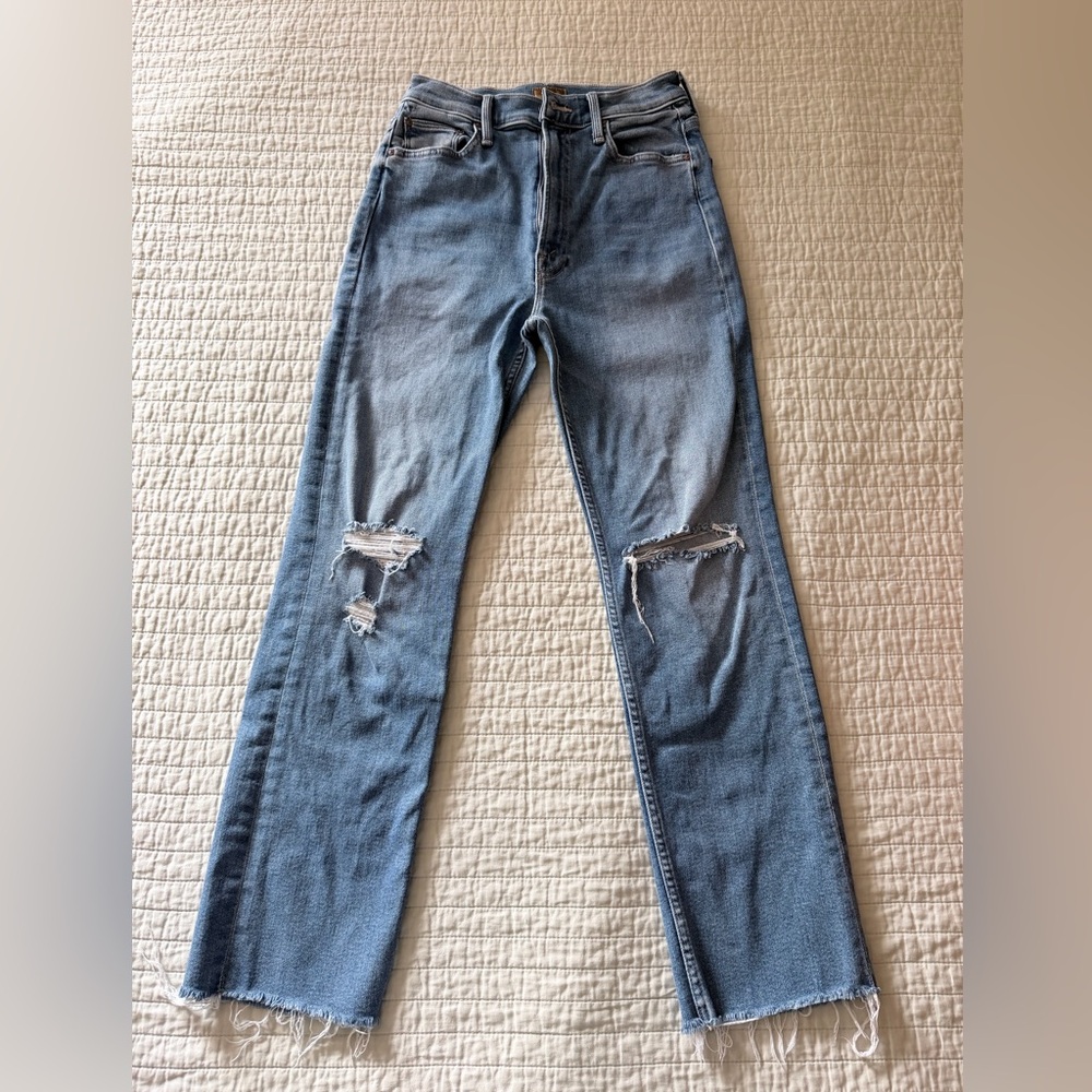 MOTHER High Waisted Ride Ankle Fray - Party Like a Pirate